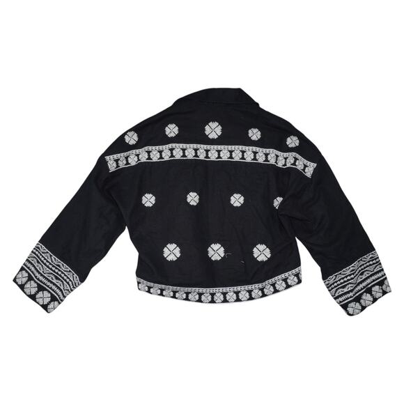 Zara Black Embroidered Button Front Jacket Women’s Size S Boho Folk Western - Picture 8 of 9
